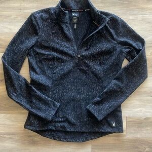 Spyder marbled black and gray half zip fleece.